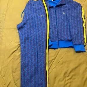 Lacoste Blue Tracksuit with Yellow Accents